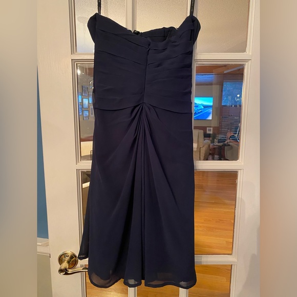 Bill Levkoff Strapless Chiffon Bridesmaid Dress (Navy) - Picture 2 of 2